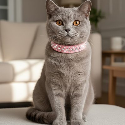 Collier chat cuir élégance et confort rose