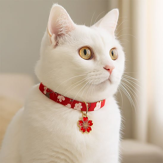 Collier pour chaton japonais à paillettes rouge
