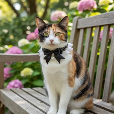 Collier pour chaton nœud en dentelle noir