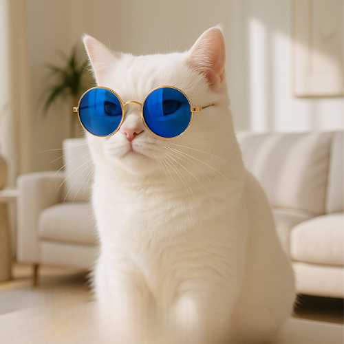 Déguisement-pour-les-chats-lunettes-de-soleil-bleu