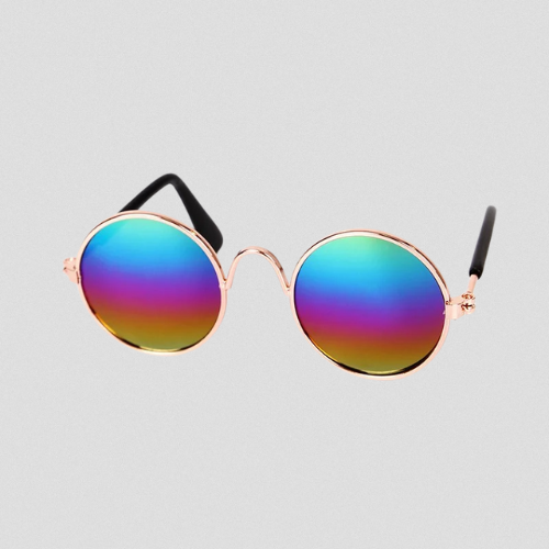 Déguisement-pour-les-chats-lunettes-de-soleil-multicolore-doré