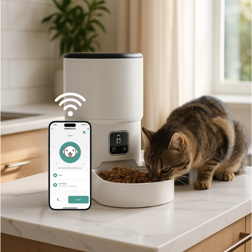 Distributeur automatique de croquettes chat wifi connect blanc