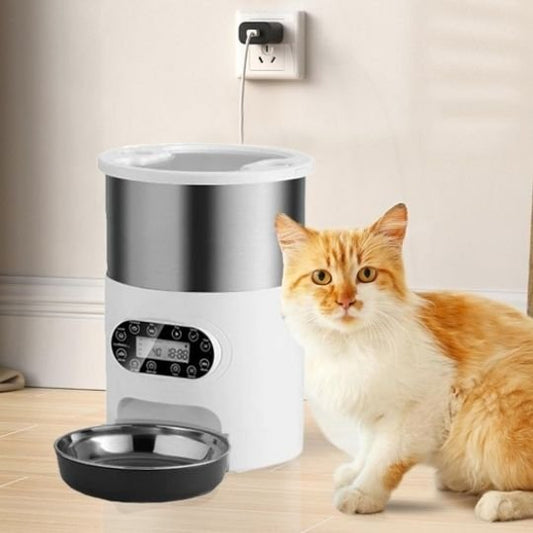 Distributeur nourriture chat automatique blanc 