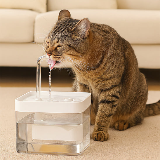 fontaine-a-eau-chat-transparente-1.5L-blanche