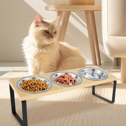 GAMELLE CHAT SURÉLEVÉE | EN BOIS - Leschamour