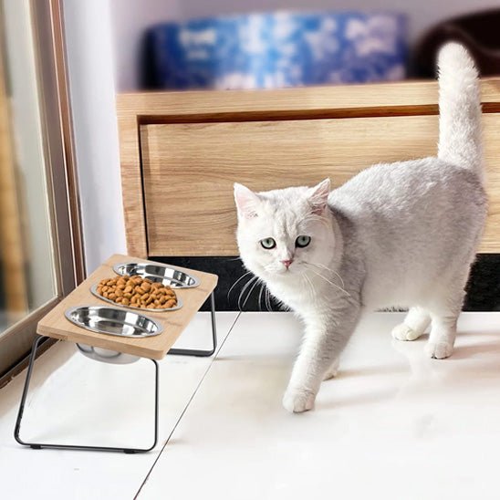 GAMELLE CHAT SURÉLEVÉE | EN BOIS - Leschamour