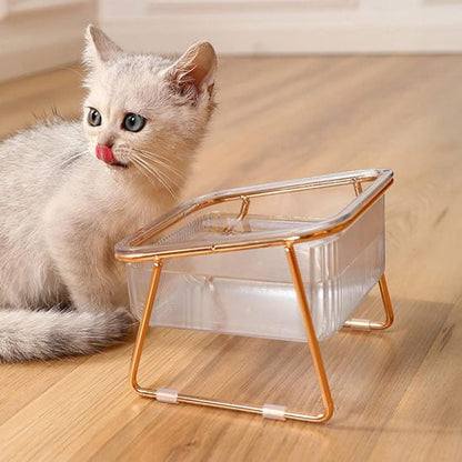 GAMELLE CHAT SURÉLEVÉE | SUR PIEDS TRANSPARENTE - Leschamour