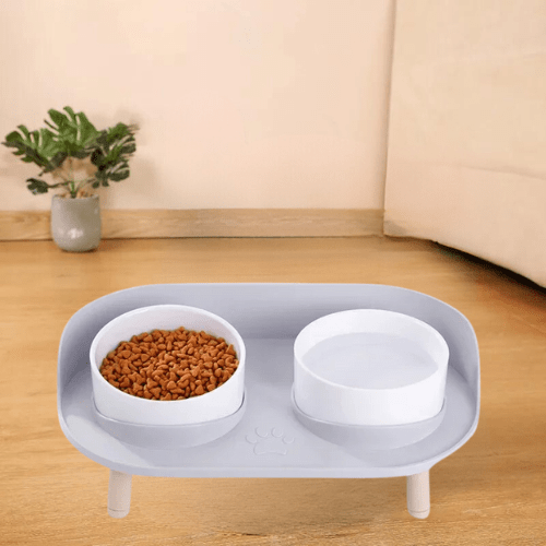 GAMELLES CHAT | EN PLASTIQUE SUR PIEDS - Leschamour