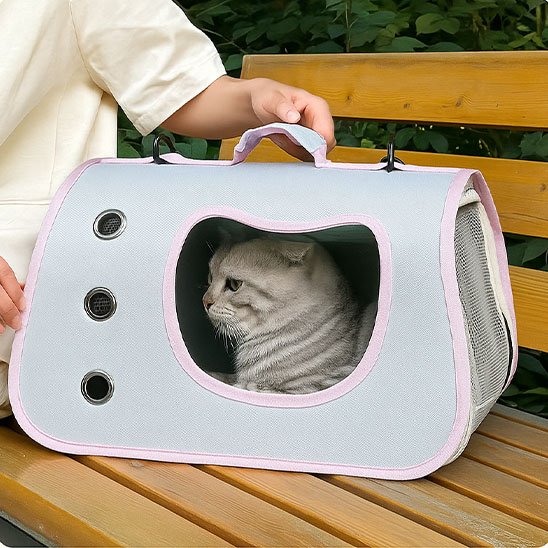 Sac transport chat​ bandoulière rose